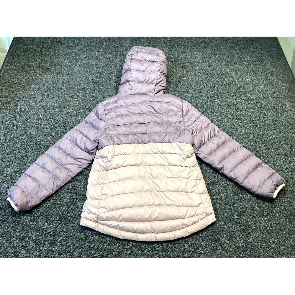 Patagonia Worn Wear Reversible Down Sweater Hooded Jacket Girls Purple Windproof